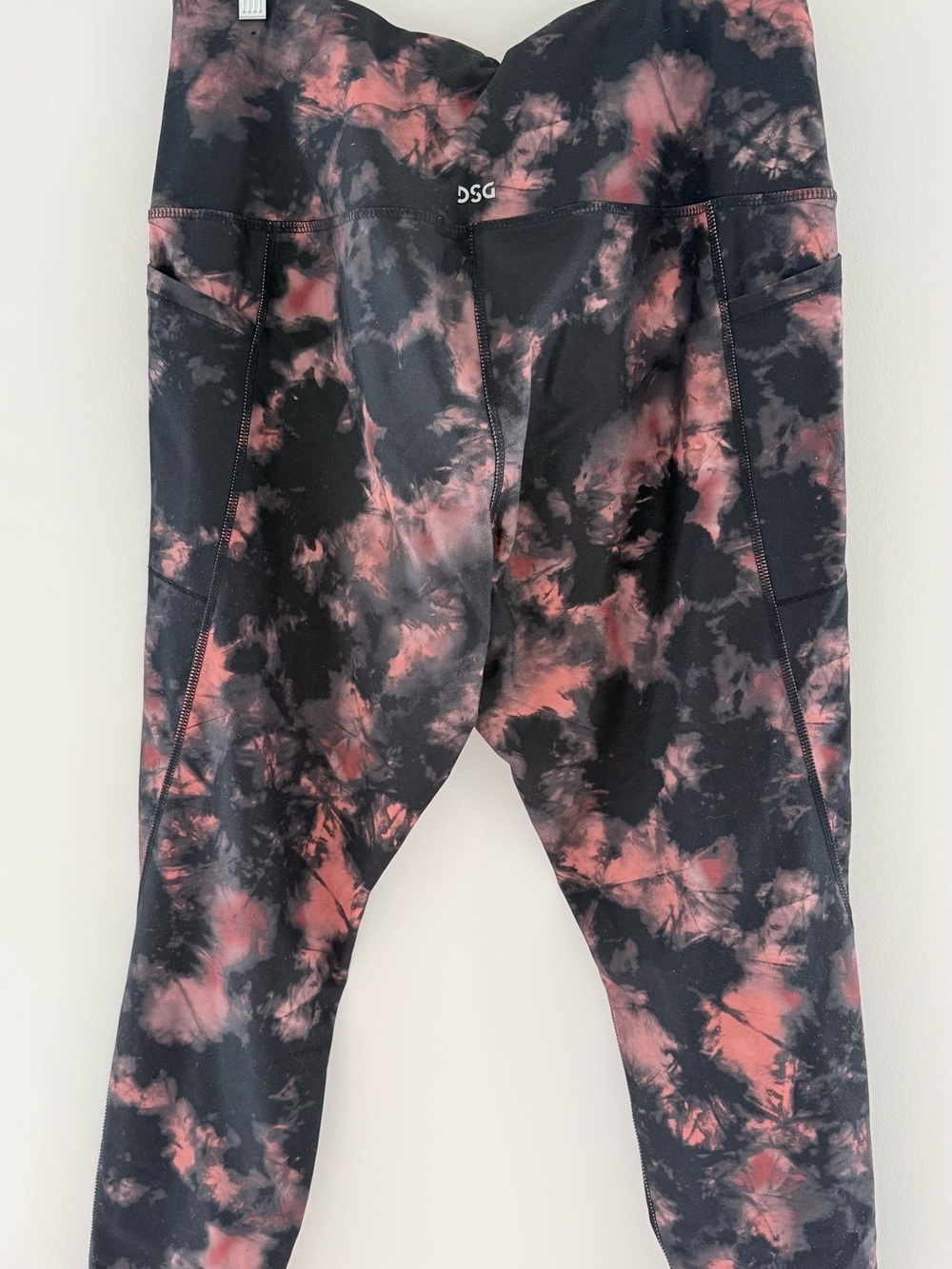 DSG Black and Pink Tie-Dye Active Leggings